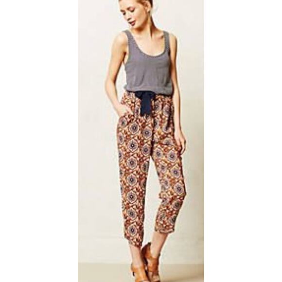 Lilka Anthropologie Sz S Mix Media Jumpsuit Striped Floral Tank Top Boho Comfy - Picture 1 of 13